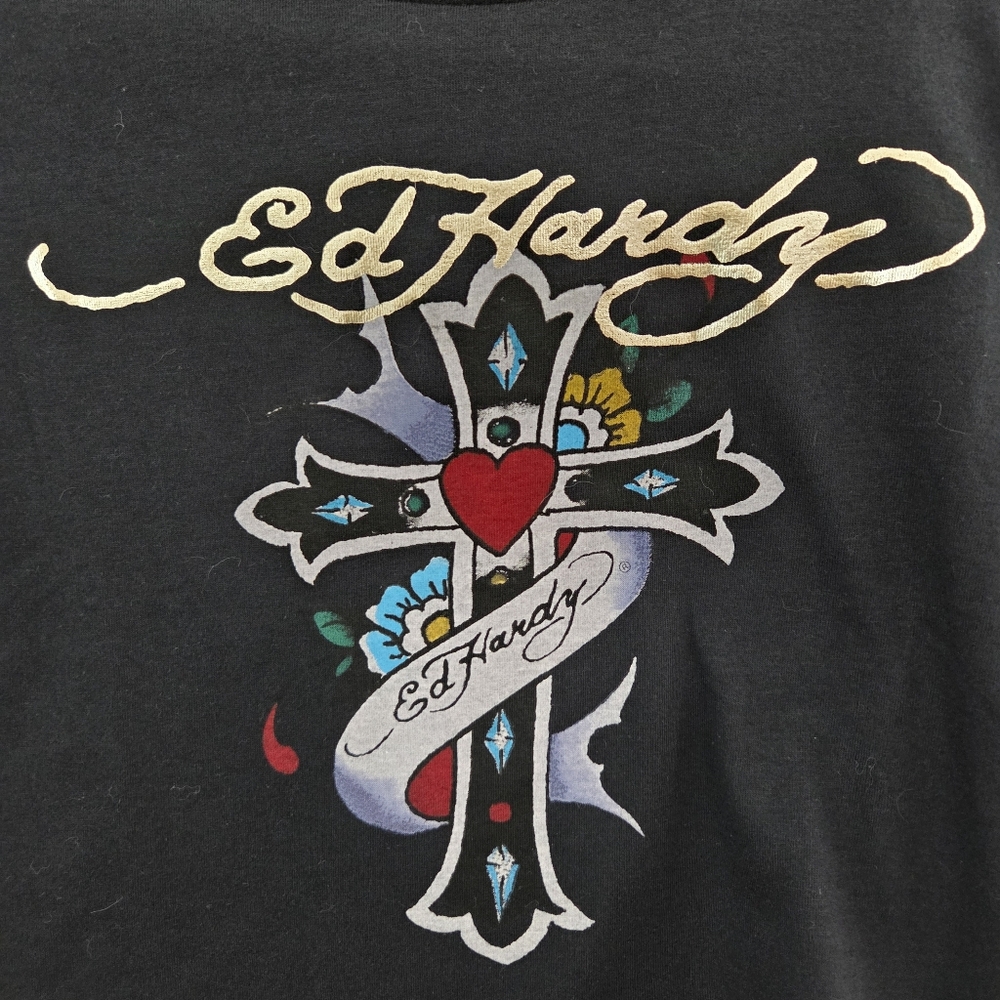 Ed Hardy Y2K Cross Graphic Tee NWT Youth Small Fits 7/8 Girls or XXS/XS Women - Picture 7 of 16